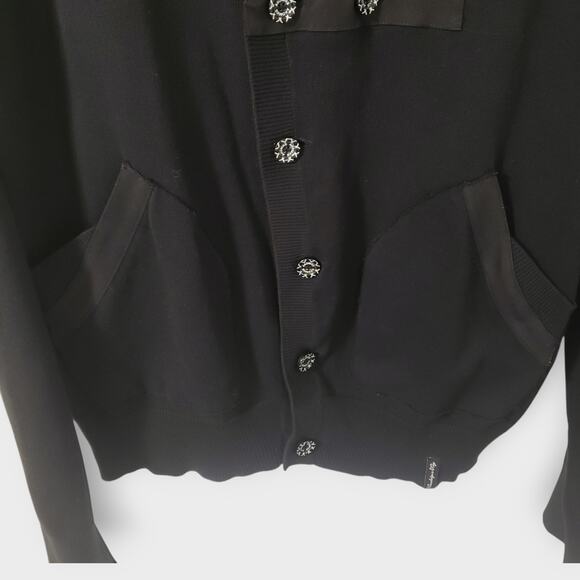 Akademiks Mens Y2K Button Front Cardigan Black XL Gray Graphic Writing Pockets - Picture 4 of 16